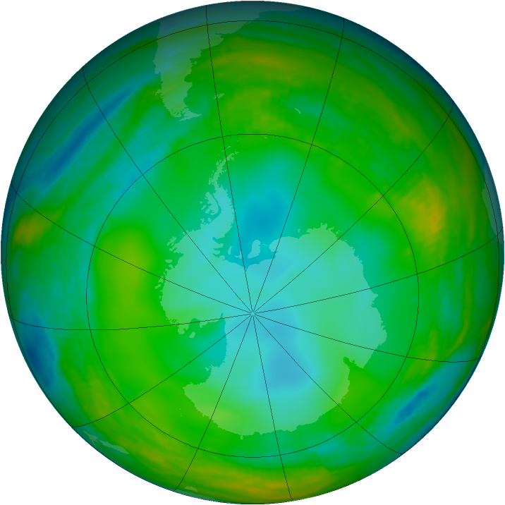 Antarctic ozone map for 29 June 1981